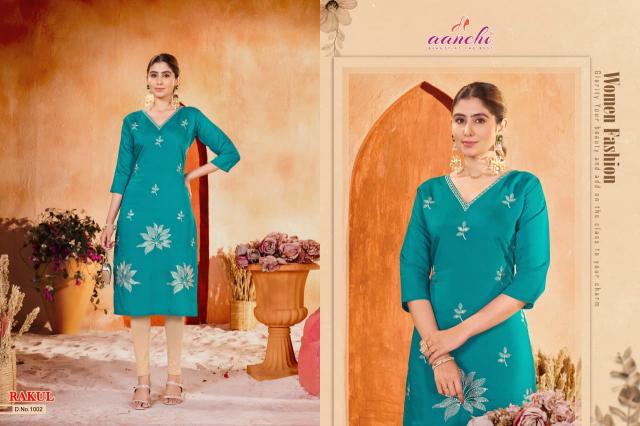 Aanchi Rakul catalog roman silk kurtis