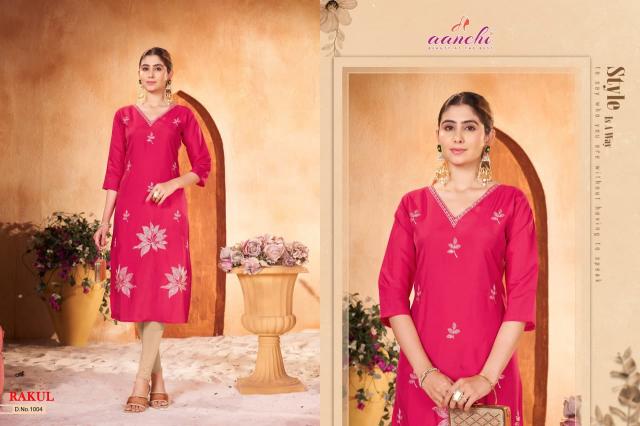 Aanchi Rakul catalog roman silk kurtis