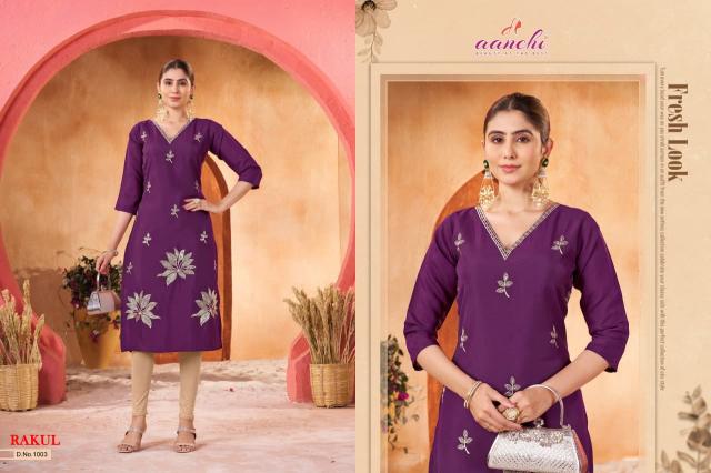 Aanchi Rakul catalog roman silk kurtis