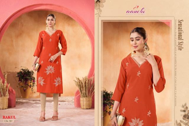 Aanchi Rakul catalog roman silk kurtis