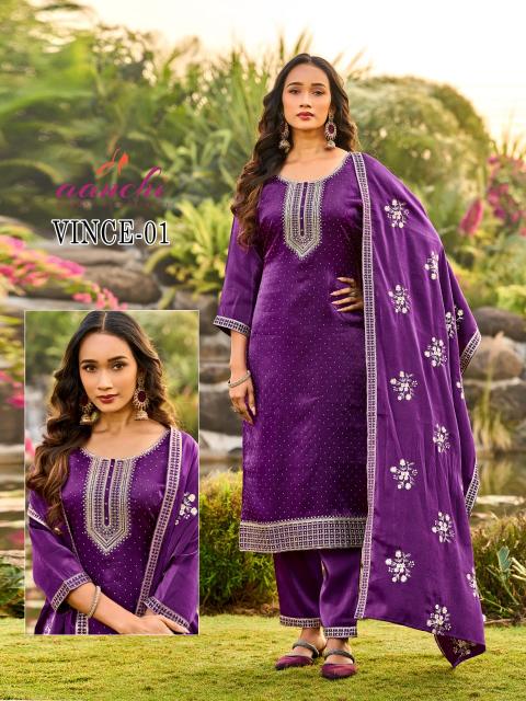 Aanchi Vince 01 & 02 catalog roman fabric kurtis