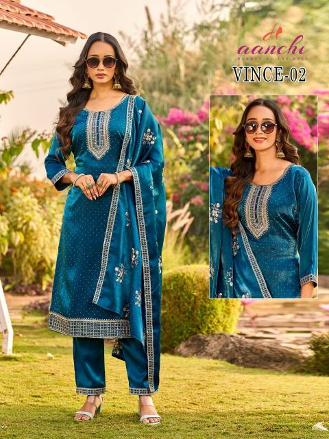 Aanchi Vince 01 & 02 catalog roman fabric kurtis