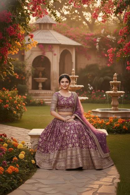Aawiya Aalisha vol 1 1012 ROSY BROWN catalog sell used wedding lehenga india