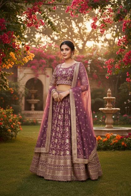Aawiya Aalisha vol 1 1012 ROSY BROWN catalog sell used wedding lehenga india