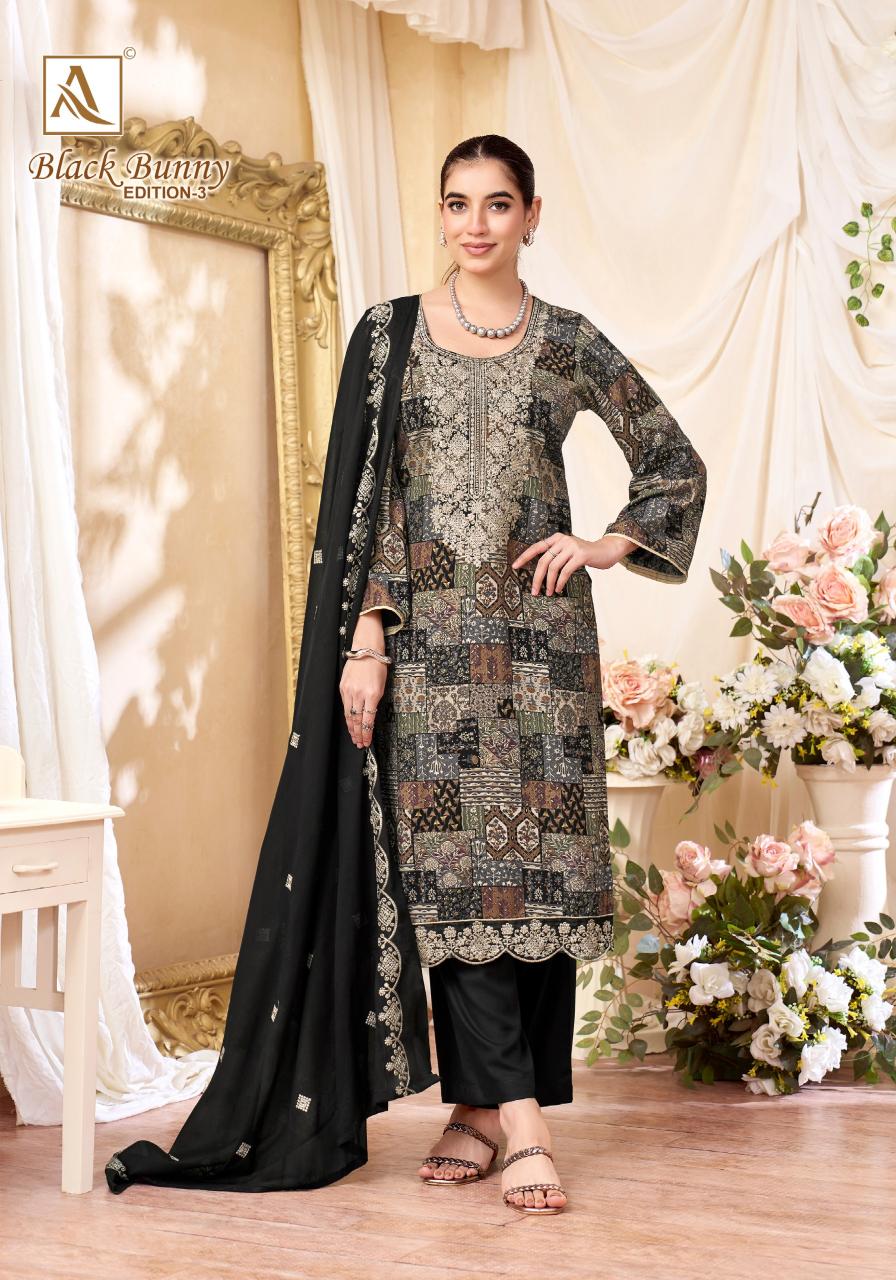 Alok Black Bunny vol 3 catalog wholesale dress material shops in surat at cheap rate