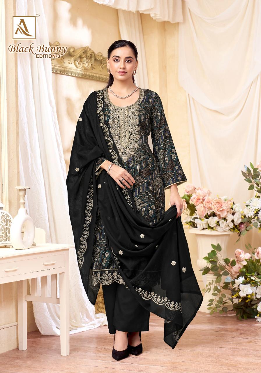 Alok Black Bunny vol 3 catalog wholesale dress material shops in surat at cheap rate