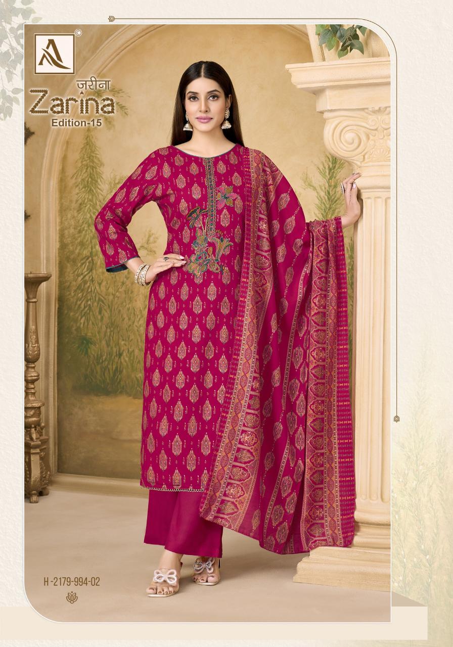 Alok Zarina Vol 15 catalog wholesale dress material shop in general bazar