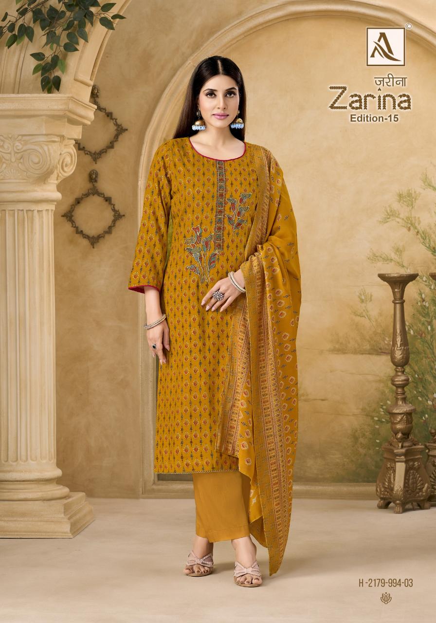 Alok Zarina Vol 15 catalog wholesale dress material shop in general bazar