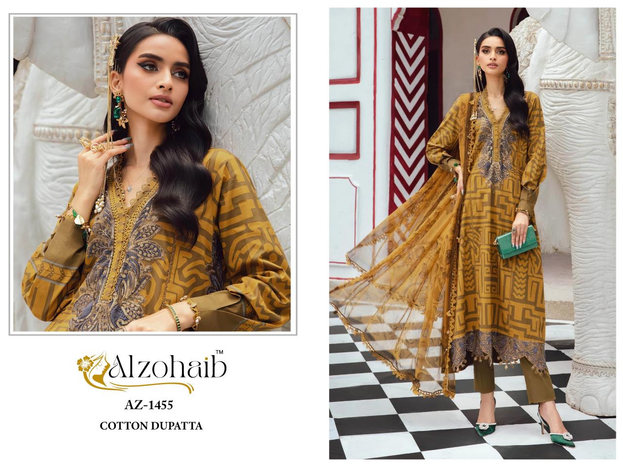 Alzohaib Az 1454 - 1455 catalog Chiffon Dupatta pakistani suits wholesale