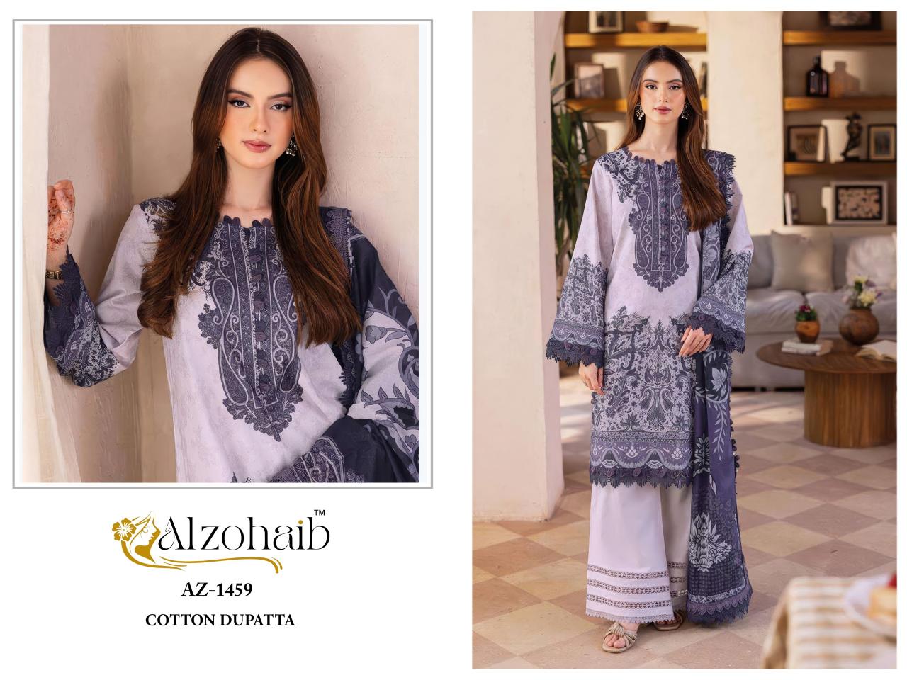 Alzohaib Az 1458 To 1461 catalog Chiffon Dupatta pakistani suits online
