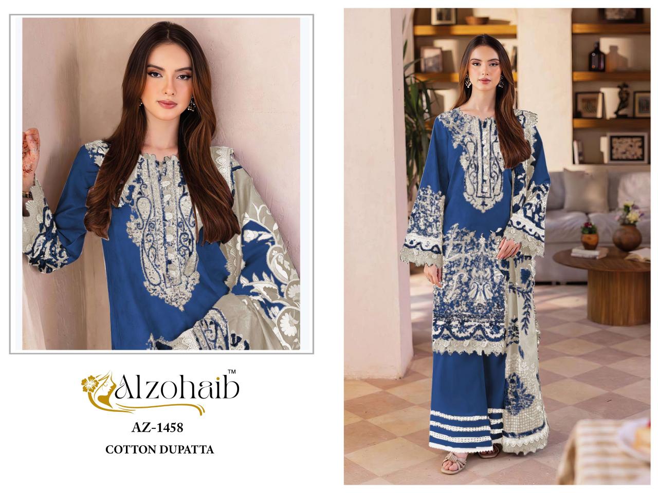 Alzohaib Az 1458 To 1461 catalog Chiffon Dupatta pakistani suits online