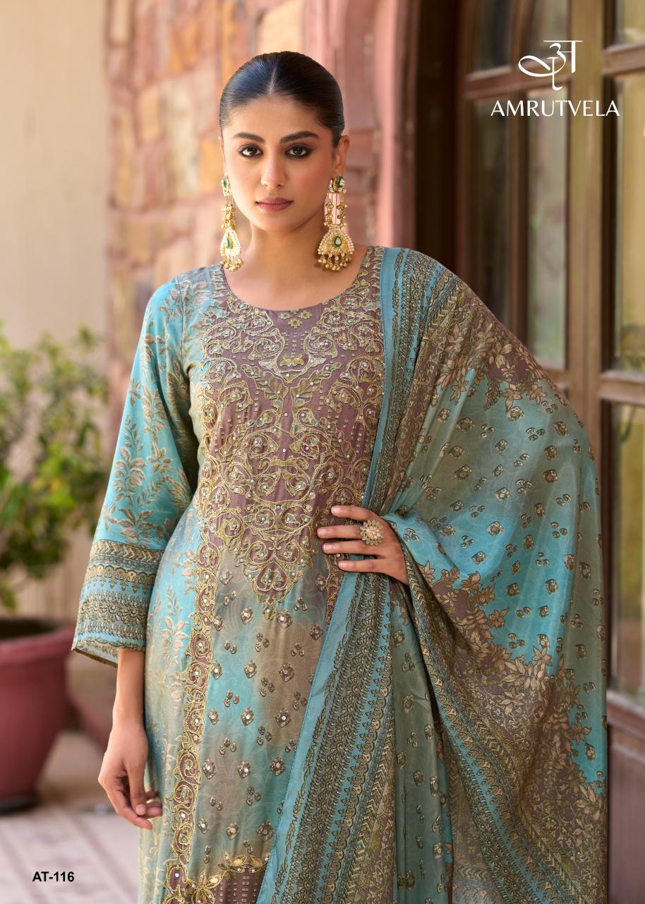 Amrutvela AT116 catalog designer pakistani suits wholesale