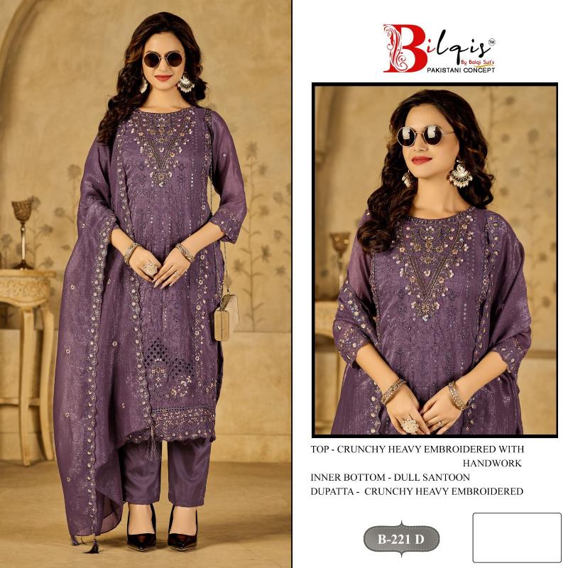 Bilqis B 221 catalog heavy pakistani suits