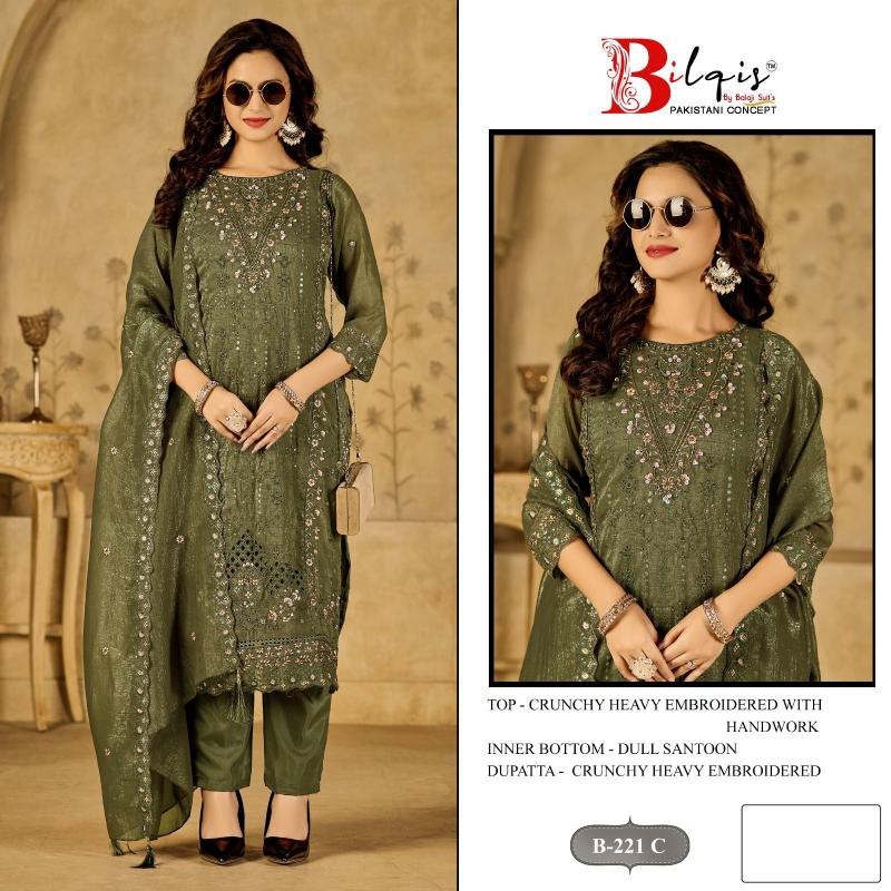 Bilqis B 221 catalog heavy pakistani suits