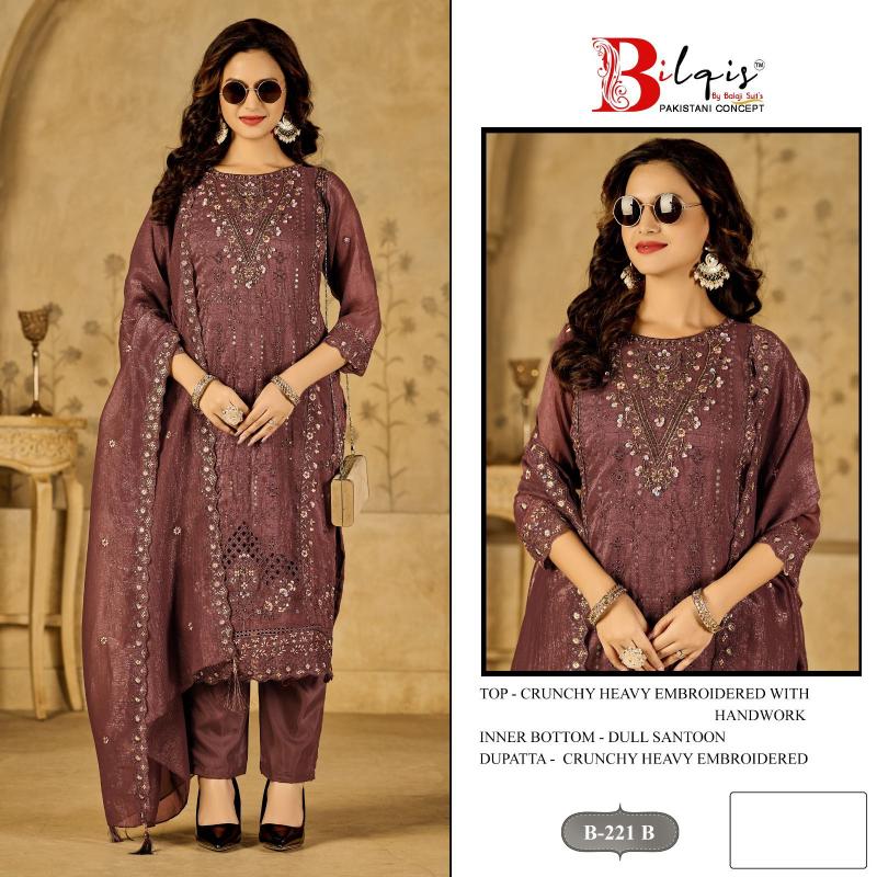 Bilqis B 221 catalog heavy pakistani suits