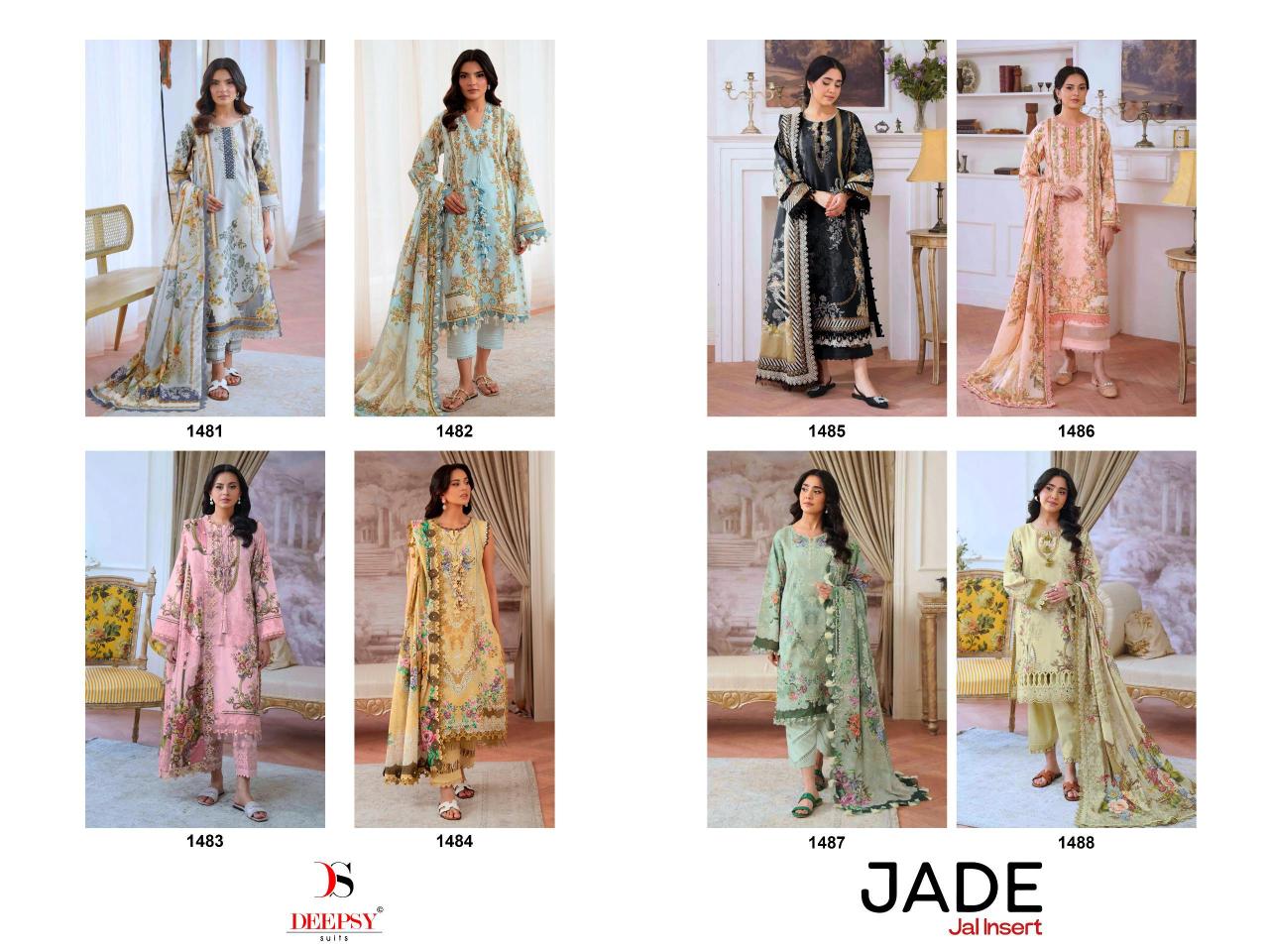 Deepsy Jade Jal Insert Catalog Chiffon Dupatta pakistani ladies suits wholesale in delhi