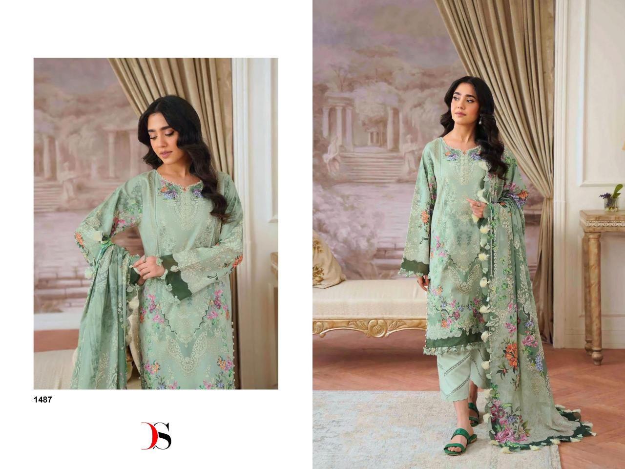 Deepsy Jade Jal Insert Catalog Chiffon Dupatta pakistani ladies suits wholesale in delhi
