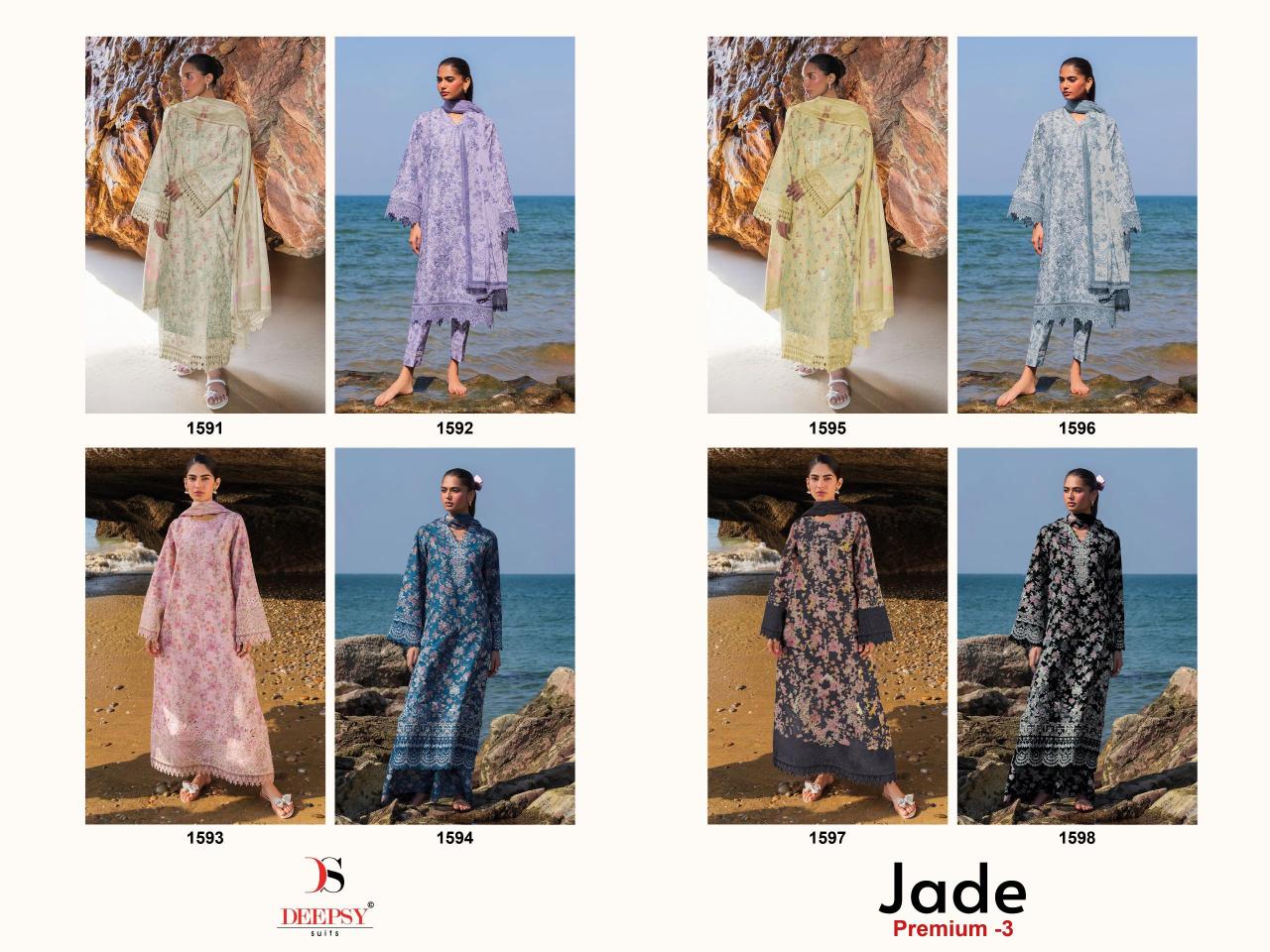 Deepsy Jade Premium vol 3 catalog Chiffon Duppatta pakistani and indian suits wholesale