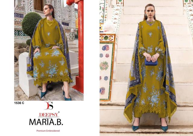 Deepsy Maria B Embroidered Rayon vol 4 d 1536 catalog Chiffon Dupatta online pakistani suits wholesale