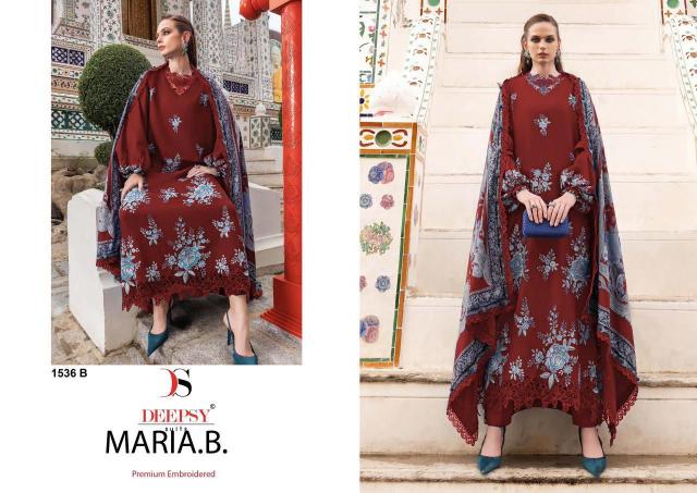 Deepsy Maria B Embroidered Rayon vol 4 d 1536 catalog Chiffon Dupatta online pakistani suits wholesale
