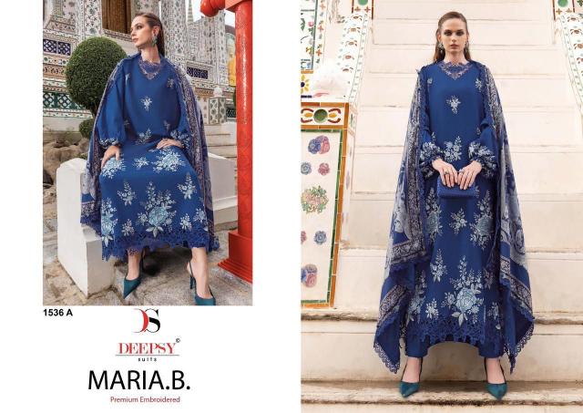 Deepsy Maria B Embroidered Rayon vol 4 d 1536 catalog Chiffon Dupatta online pakistani suits wholesale