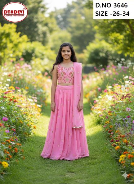 Dt Devi Arya vol 2 3646 Catalog kids lehenga online india