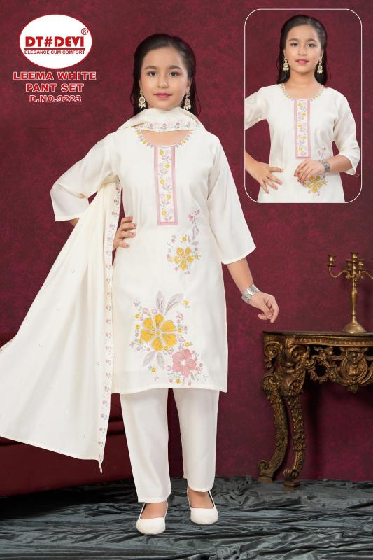 Dt Devi Leema White 9223 catalog avadi kids wear in wholesale shop
