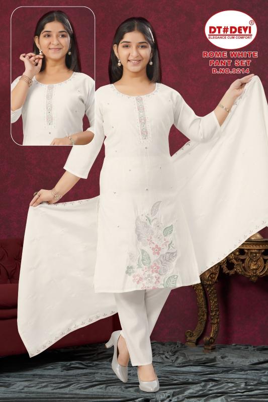 Dt Devi Rome White 9214 catalog kids wear wholesale market in india