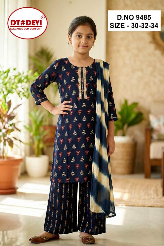 Dt Devi Rubesha 9485 catalog kids wear wholesale indore