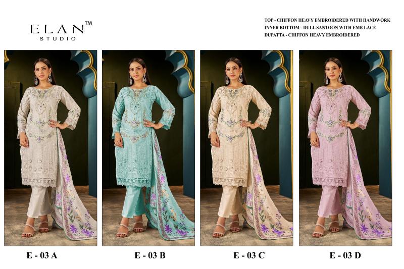 Elan E 03 catalog wholesale pakistani suits in kashmir