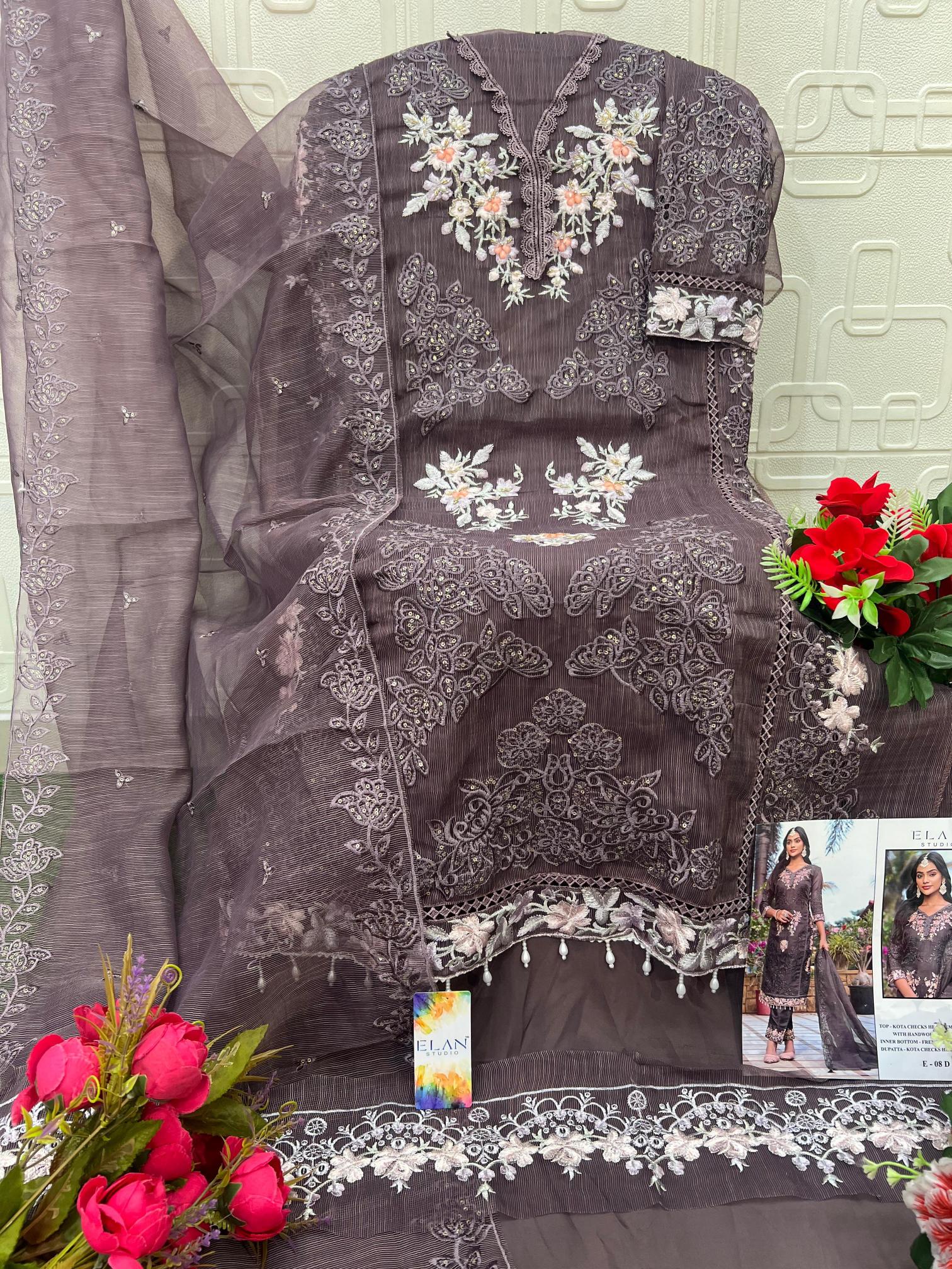 Elan E 08 catalog pakistani suits in delhi