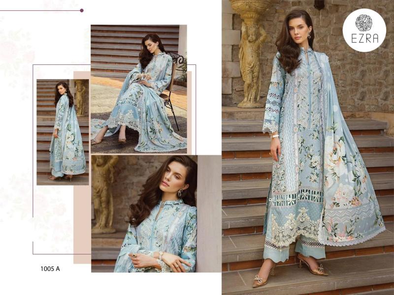 Ezra 1005 AB catalog pure cotton pakistani suits