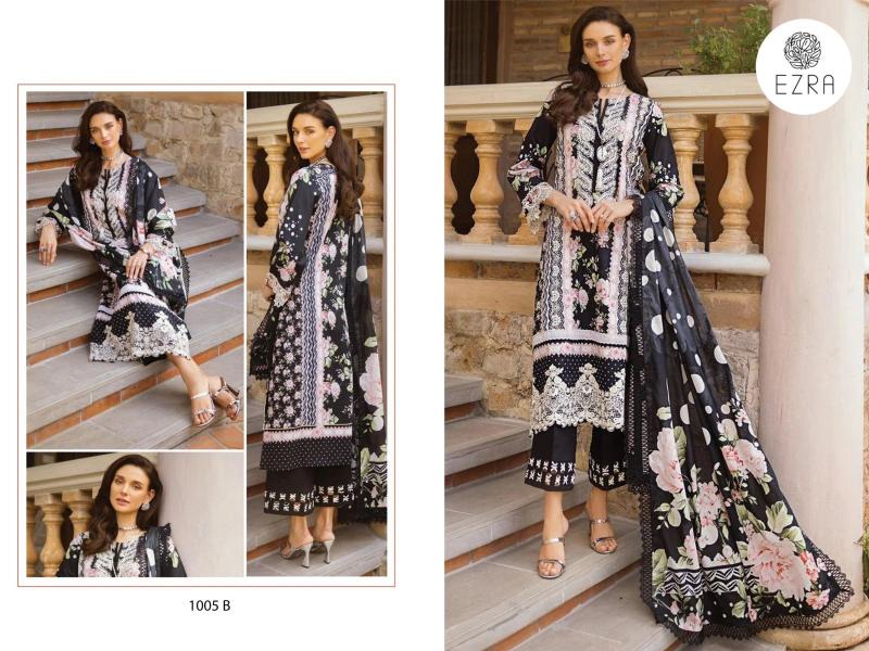 Ezra 1005 AB catalog pure cotton pakistani suits