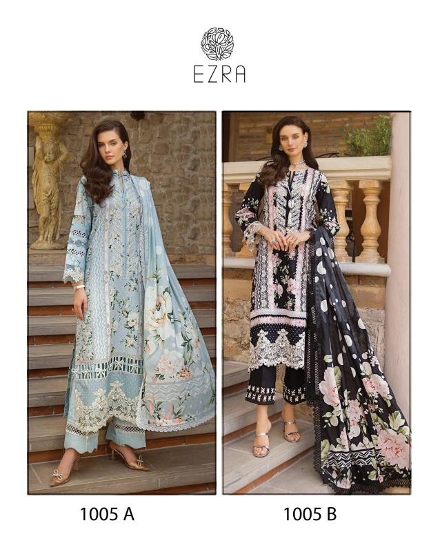 Ezra 1005 AB catalog pure cotton pakistani suits