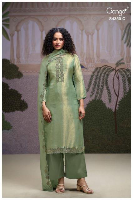 Ganga Fizara 4350 catalog silk salwar kameez wholesaler