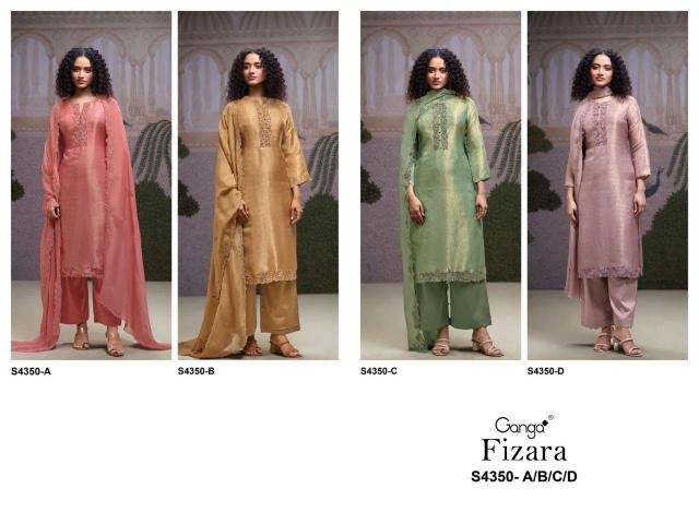 Ganga Fizara 4350 catalog silk salwar kameez wholesaler
