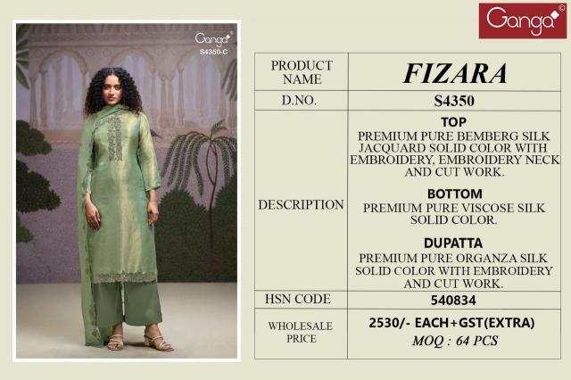Ganga Fizara 4350 catalog silk salwar kameez wholesaler