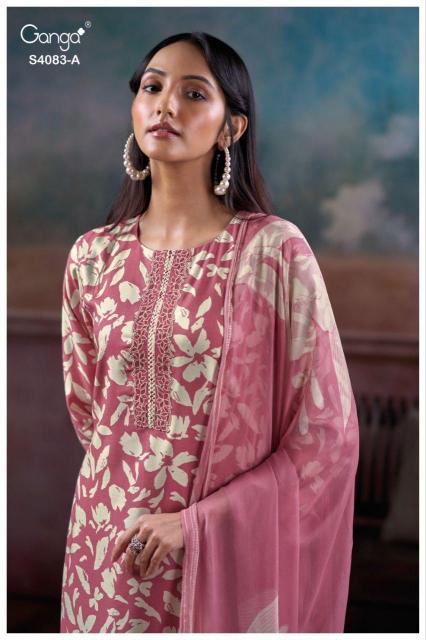 Ganga Gynah 4083 catalog unstitched salwar kameez wholesale pakistan