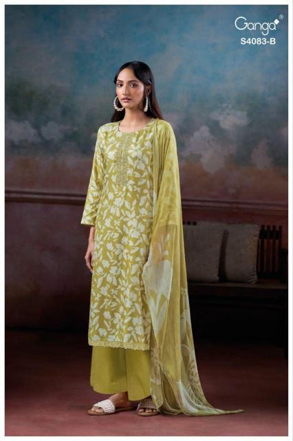 Ganga Gynah 4083 catalog unstitched salwar kameez wholesale pakistan