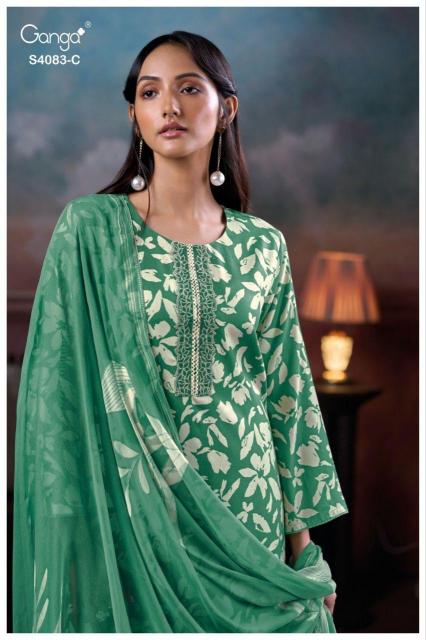 Ganga Gynah 4083 catalog unstitched salwar kameez wholesale pakistan