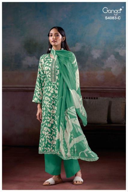 Ganga Gynah 4083 catalog unstitched salwar kameez wholesale pakistan