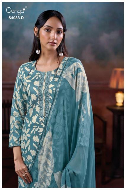 Ganga Gynah 4083 catalog unstitched salwar kameez wholesale pakistan