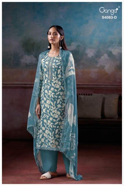 Ganga Gynah 4083 catalog unstitched salwar kameez wholesale pakistan