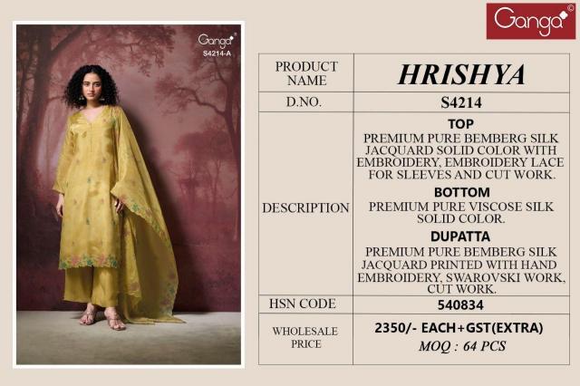 Ganga Hrishya 4214 catalog unstitch salwar kameez
