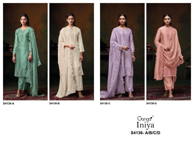 Ganga Iniya 4136 catalog unstitched salwar kameez wholesale market in delhi
