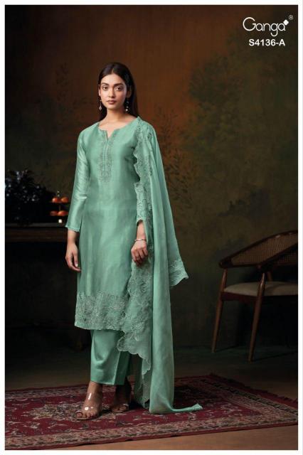 Ganga Iniya 4136 catalog unstitched salwar kameez wholesale market in delhi
