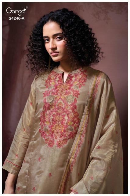 Ganga Janelia 4246 catalog salwar kameez materials wholesale