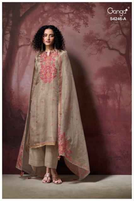 Ganga Janelia 4246 catalog salwar kameez materials wholesale