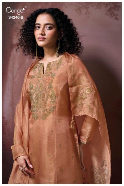Ganga Janelia 4246 catalog salwar kameez materials wholesale