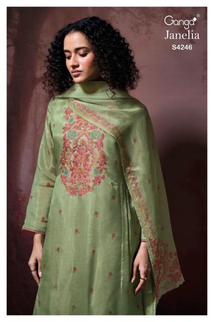Ganga Janelia 4246 catalog salwar kameez materials wholesale